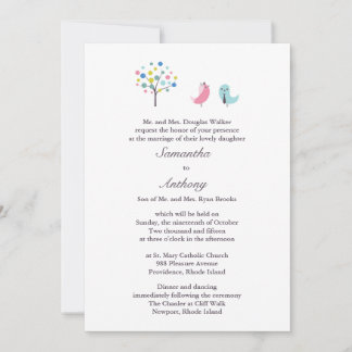 Boda Novia y Aves Groom Invitación plana