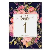 Boda número de tabla tarjeta boho marina floral