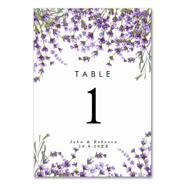 boda número de tabla tarjeta florines lavanda (Anverso)