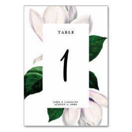 Boda número de tabla tarjeta magnolia floral
