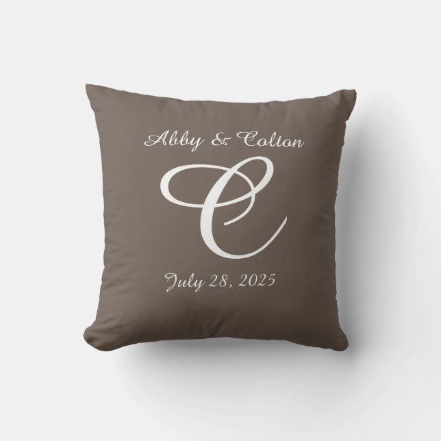 Boda o almohada de aniversario monogramada (Anverso)
