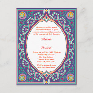 Boda o invitación india musulmán hindú de Mehndi