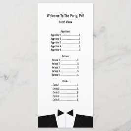 Boda o Rackcard del menú de eventos formales