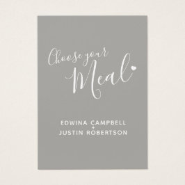 Boda opción de menú guión texto tarjetas pequeñas 