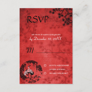 Boda Oriental Cranes invitación RSVP refwi3