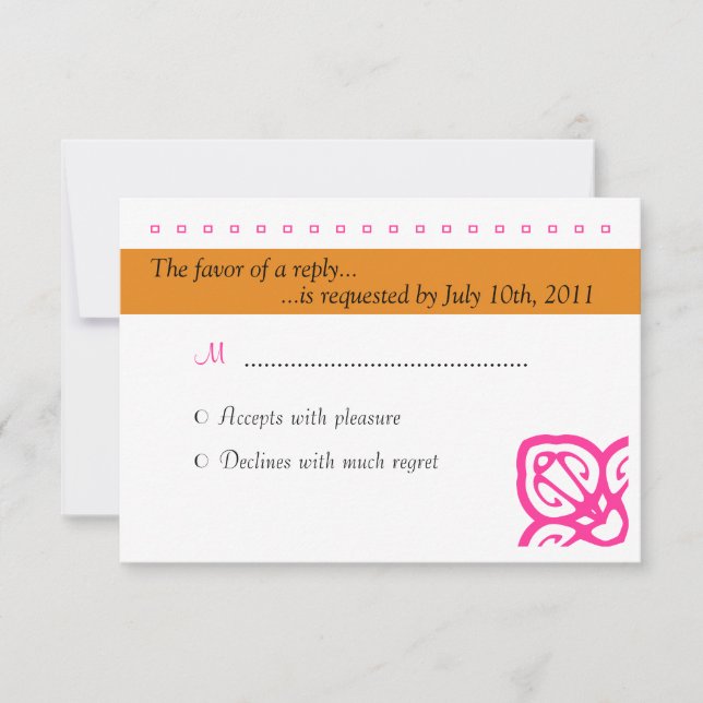 Boda ornamental RSVP Naranja y rosa (Anverso)