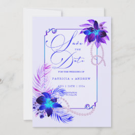 Boda Orquídea Azul Púrpura Guardar la invitación d