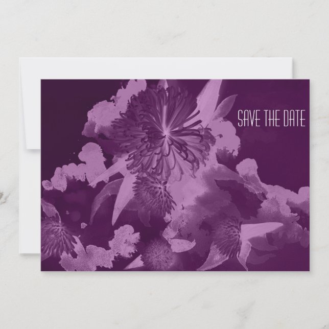 Boda Orquídea Púrpura Guardar las invitaciones de  (Anverso)