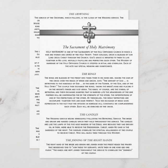 Boda ortodoxo Descripción 5 x 7 tarjetas (Anverso / Reverso)