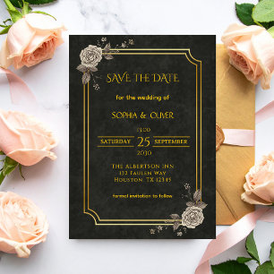 Boda oscura académica gótica elegante guardar la f