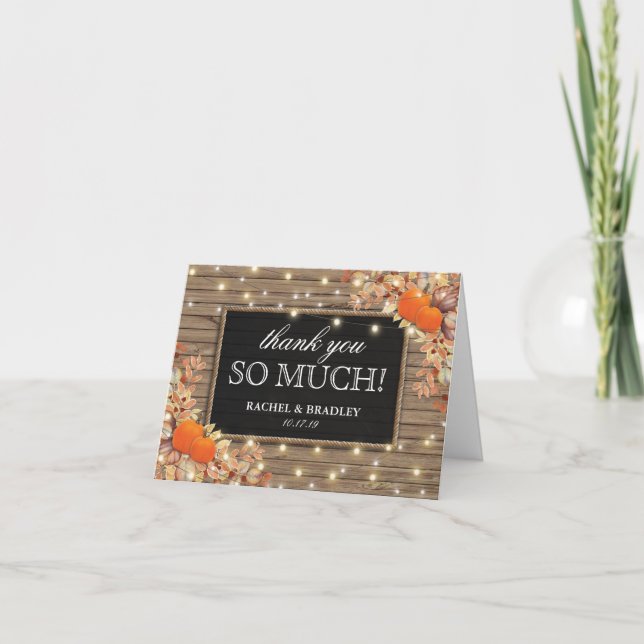 Boda Otoñal de Campo Rústico Agradecimiento (Anverso)