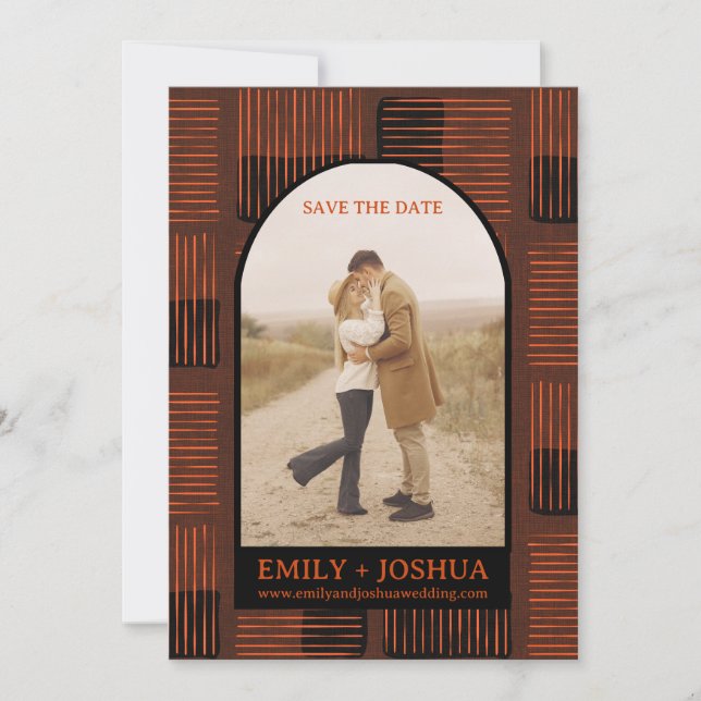 Boda Otoñal Tarjeta de Anuncio de Compromiso Fall  (Anverso)