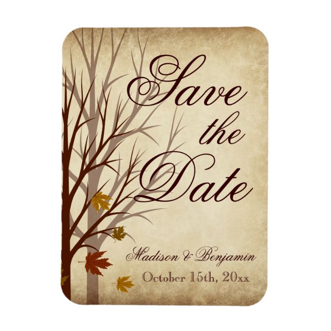 Boda otoño: ahorre el imán flexible de fecha (Vertical)