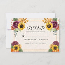 Boda otoño de girasol Boda otoño RSVP Tarjeta de i