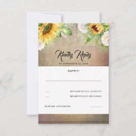 Boda otoño de girasol y rosa blanco RSVP