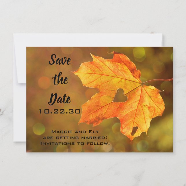 Boda otoño salva las tarjetas de fecha (Anverso)