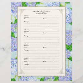 Boda Página Libro de Invitado Blue Hydrangea Lace 
