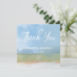 Boda paisajístico con cielo azul gracias