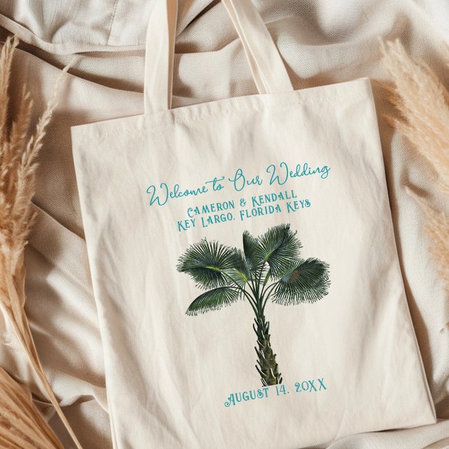 Boda Palm Tree Bienvenidos A La Bolsa Tote (Subido por el creador)