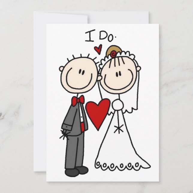 Boda Palo Figuras Añadir Su Invitación De Saludo (Anverso)