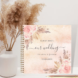 Boda pampas césped rosa libro de oro