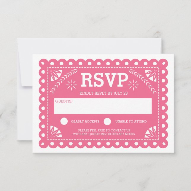 Boda Papel Picado RSVP Rosa (Anverso)