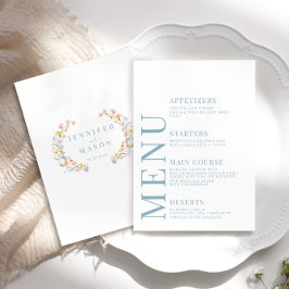 Boda Pastel Colorful Wildflowers Tarjetas de menú