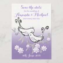 Boda Pastel Lovebirds Guardar postal de fecha