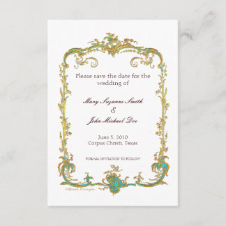 Boda pavo real Guardar la invitación de fecha