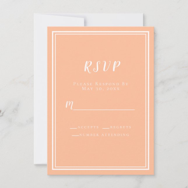 Boda Peach Moderno y Elegante Tarjetas de Gabinete (Anverso)