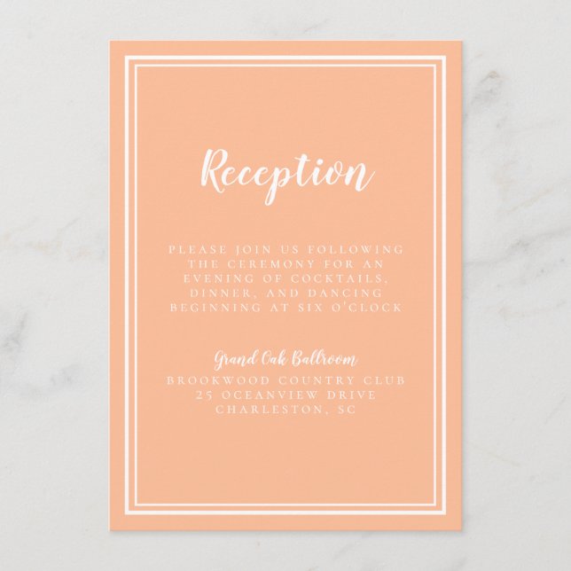 Boda Peach Recepción sencilla moderna Tradicional (Anverso)