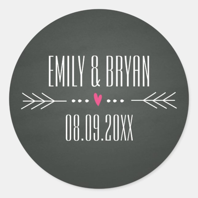 Boda Pegatina Chalkboard (Anverso)