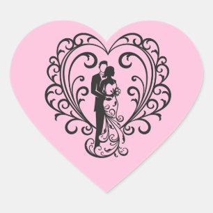 Boda Pegatina de Corazón Pareja