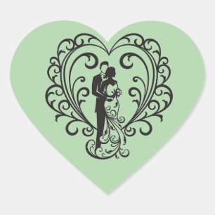 Boda Pegatina de Corazón Pareja