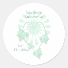 Boda Pegatina redondo clásico Pepperminer mariposa