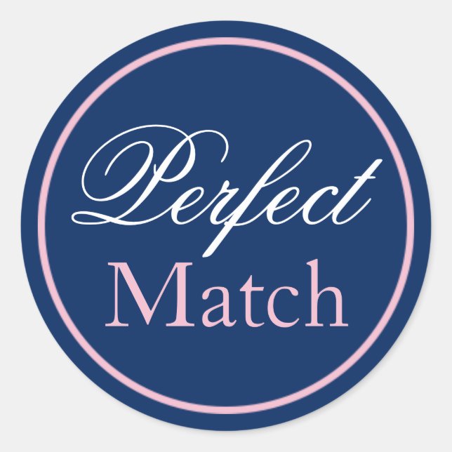 boda Pegatina Rubor Pink/Navy "Perfect Match" (Anverso)