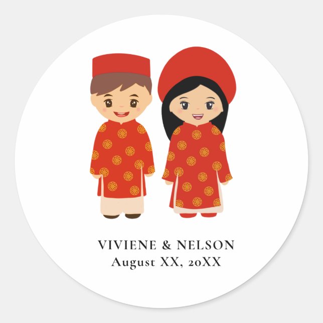 Boda Pegatina vietnamita - Nicole (Anverso)