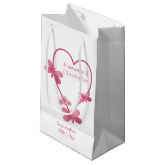Boda Pequeña Bolsa De Regalo Corazón Rosa Y Maripo