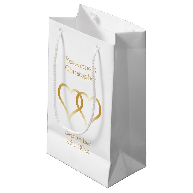 Boda Pequeño regalo Bolsa Corazones de oro (Angulo Anverso)