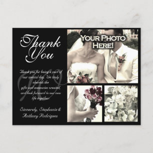 Boda personalizable Gracias Tarjeta 3 Fotos