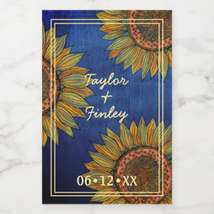Boda personalizada de Sunflower Rustic Navy Blue