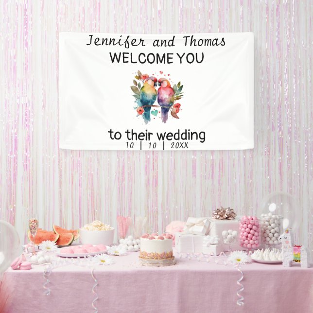 Boda personalizado Bienvenido pancarta de amor Ave (Fiesta)