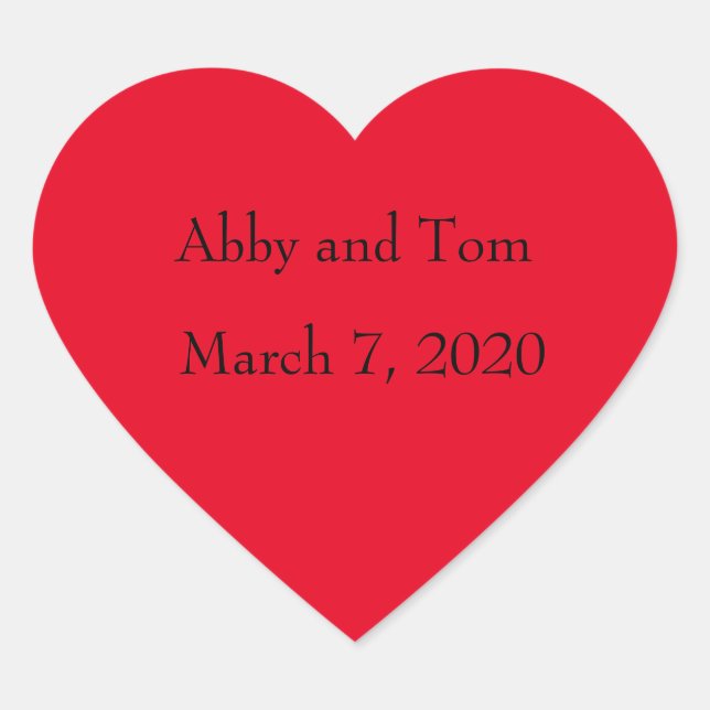 Boda personalizado con Pegatinas del corazón rojo (Anverso)