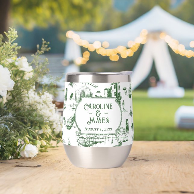 Boda Personalizado de Boston Toile Forest Green (Boda)
