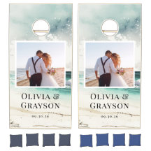 Boda personalizado de Watercolor Beach Photo Ocean