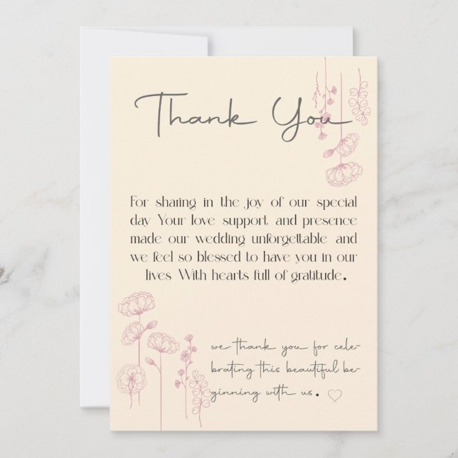 Boda personalizado Gracias Tarjetas Diseño Único (Anverso)