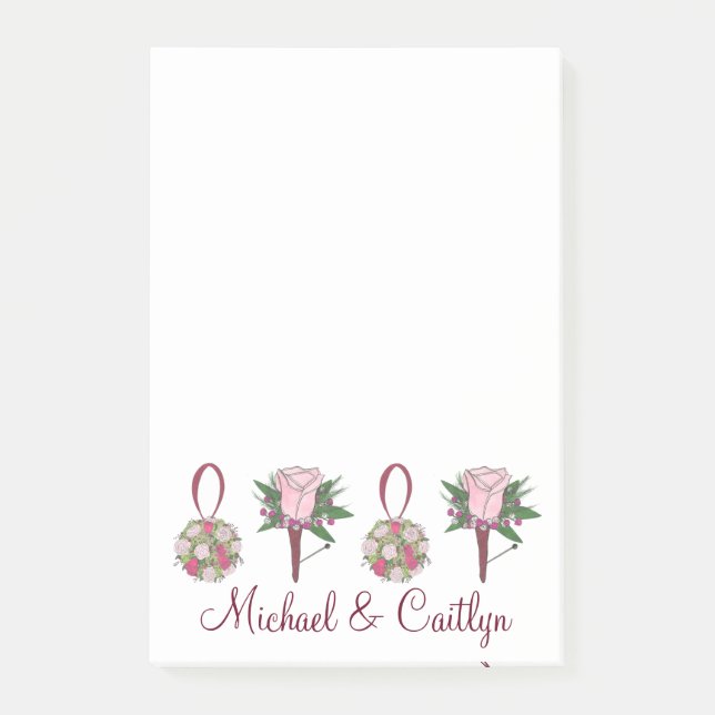 Boda personalizado Rosa de flores nota (Anverso)