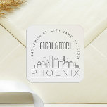 Boda Phoenix | Sello para sobres predirigido<br><div class="desc">Ahorra tiempo y da una impresión al enviar tus invitaciones de boda. Estos pegatinas de sello para sobres predirigidos se presentan en un elegante y moderno estilo de decoración y cuentan con un ilustracion de la ciudad de Phoenix y su paisaje único. Los colores neutros son adecuados para complementar una...</div>