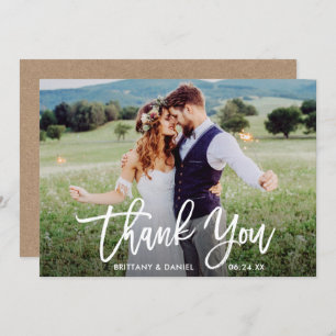 Boda Photo Brush Script Kraft Gracias Tarjeta