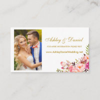 Boda Pink Floral Photo Website Insertar tarjeta